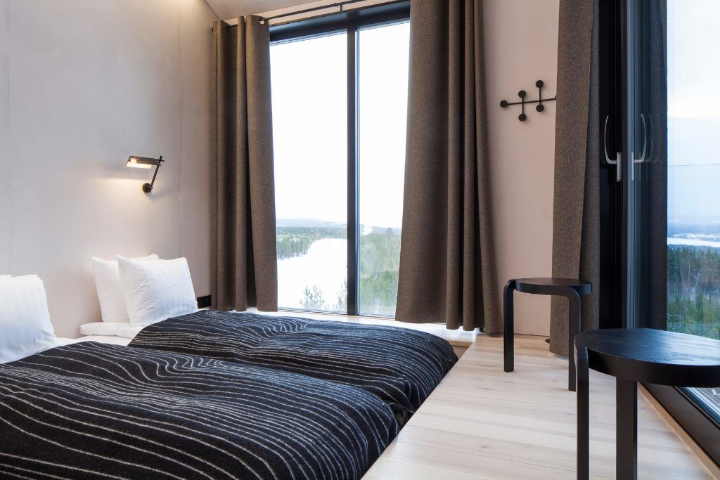 One of the bedrooms at Treehotel in Swedish Lapland.