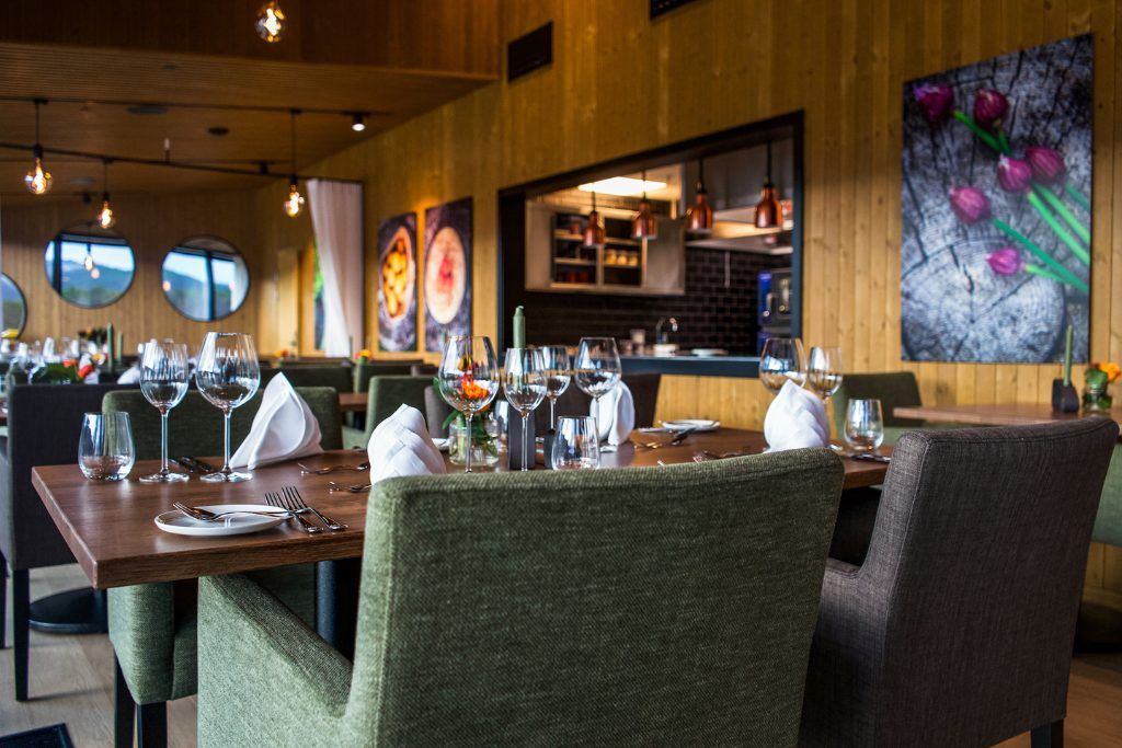 The restaurant at Sorrisniva Arctic Wilderness Lodge.