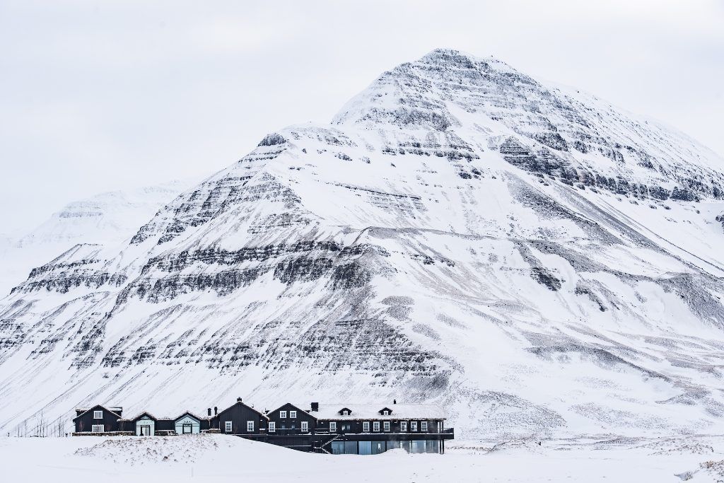 The snowy mountain behind Deplar Farm.