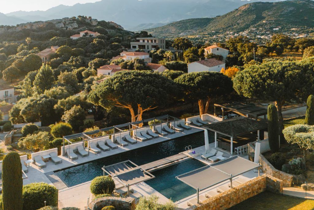 The swimming pool overlooking the valley at Hotel La Villa.