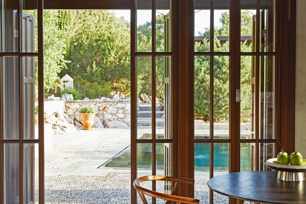 A view from the inside of Amanruya looking out at one of the outdoor pools.