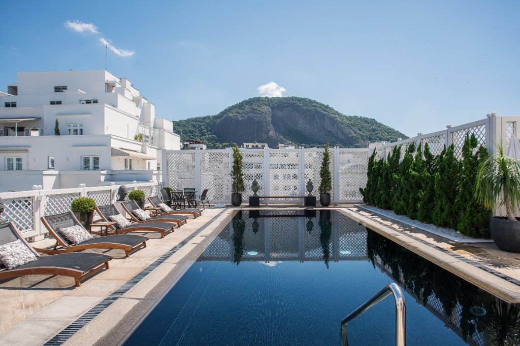 Swimming pool at Copacabana Palace in Rio de Janeiro.