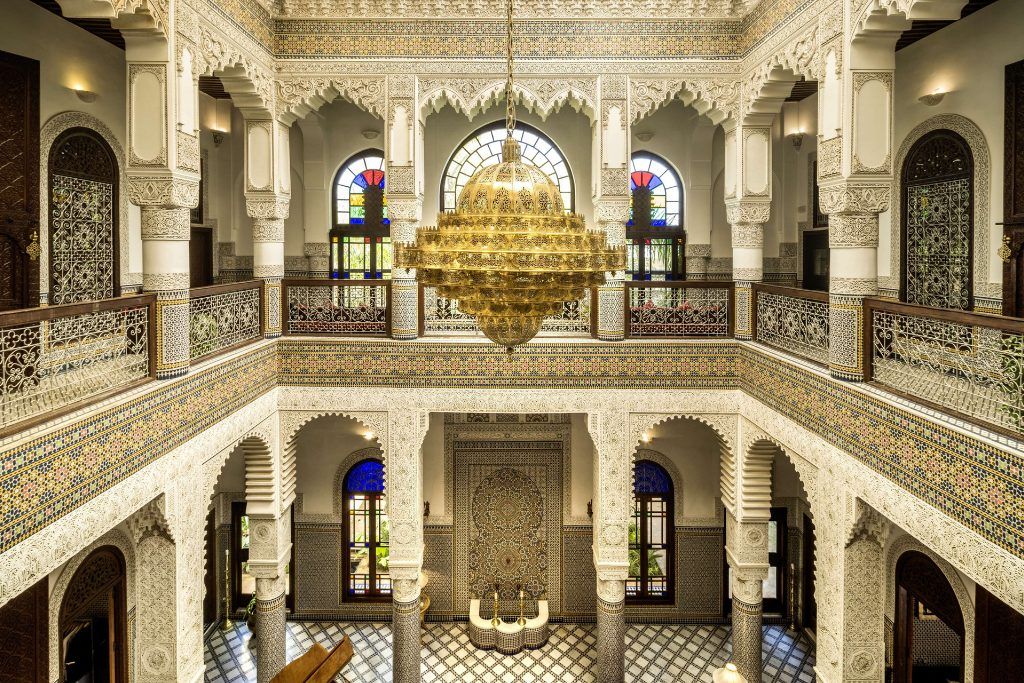 The lobby in the Riad Fes.