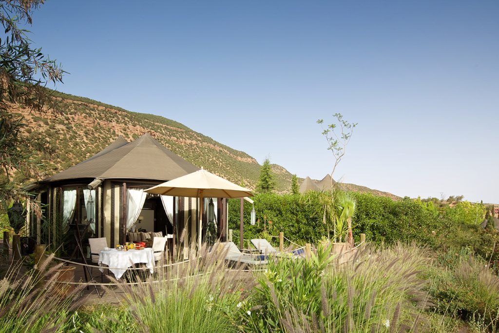 One of the gardens at Kasbah Tamadot in the Atlas Mountains.