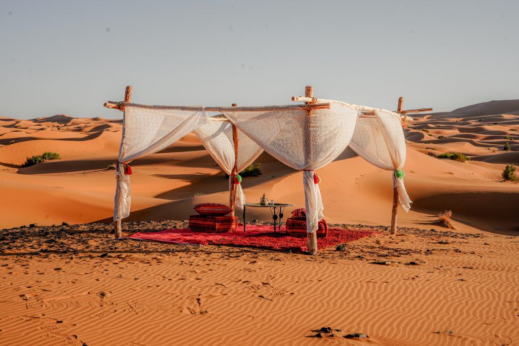 A picnic in the Sahara Desert at Luxury Desert Camp.