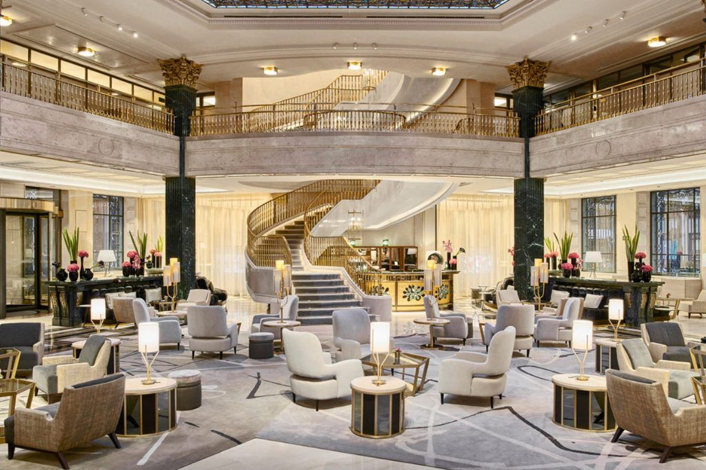 The lobby at the Four Seasons Madrid.