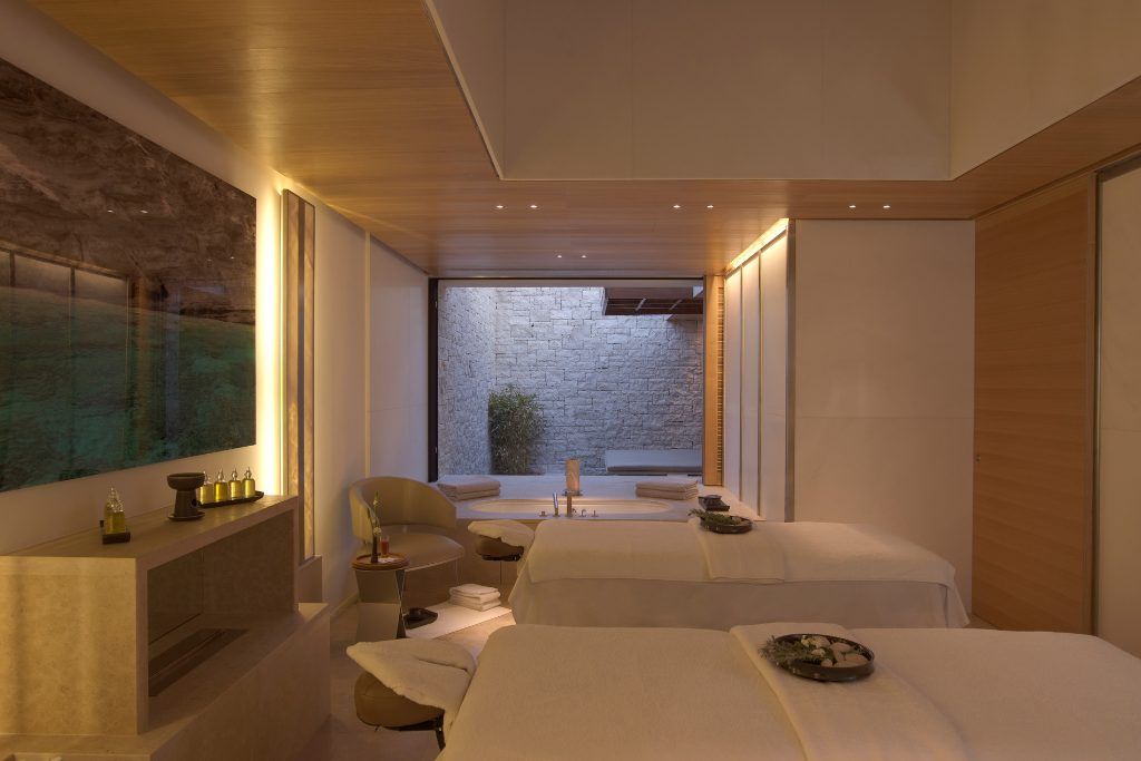 Two massage tables at the spa at Amanzoe