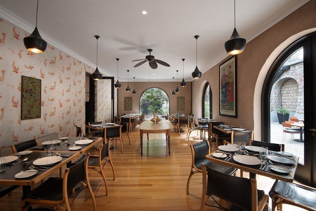 The restaurant in the Aubrey hotel.