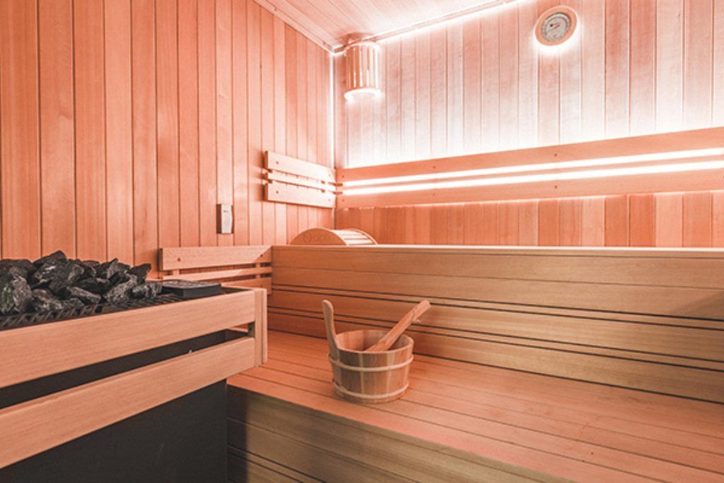 The sauna at Skaret Lodge.