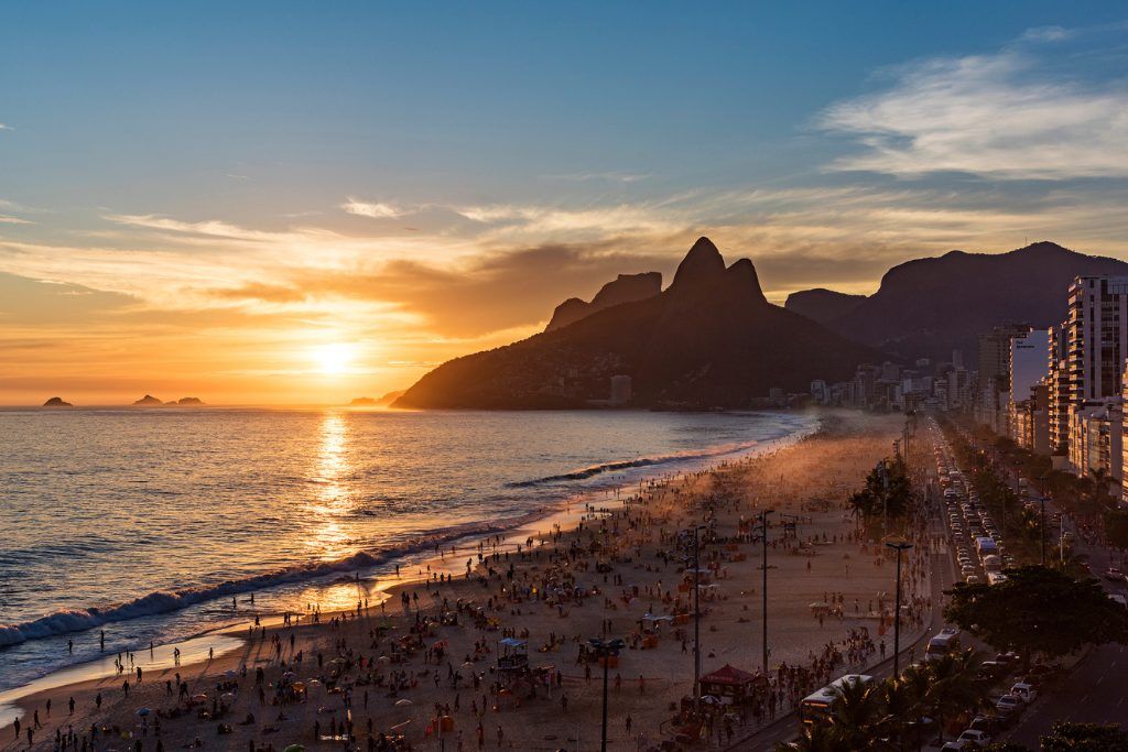 The beach with the sunset at Hotel Fasano Rio de Janeiro.