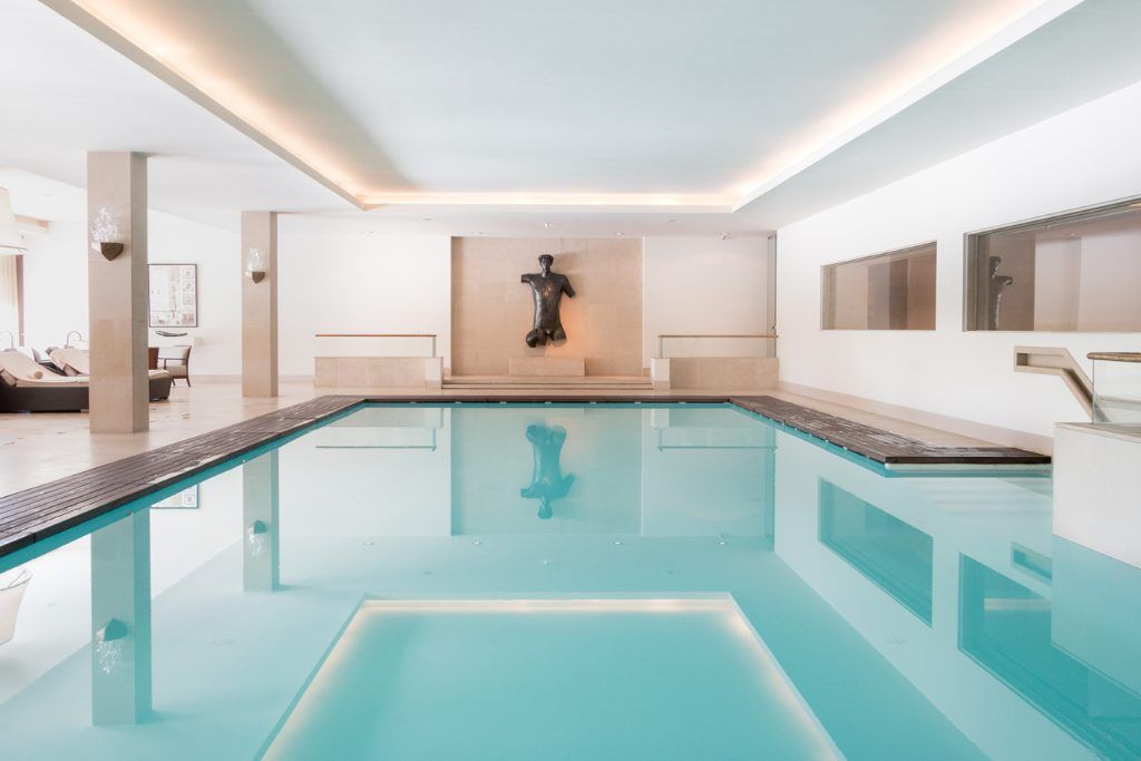 The indoor pool at the spa at the Four Seasons Ritz Hotel in Lisbon.