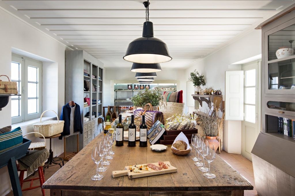 A wine tasting on a table at São Lourenço do Barrocal.