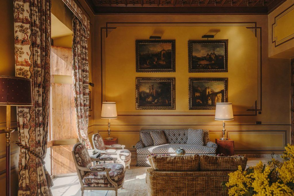 A living area in one of the common spaces at Hotel Son Net.