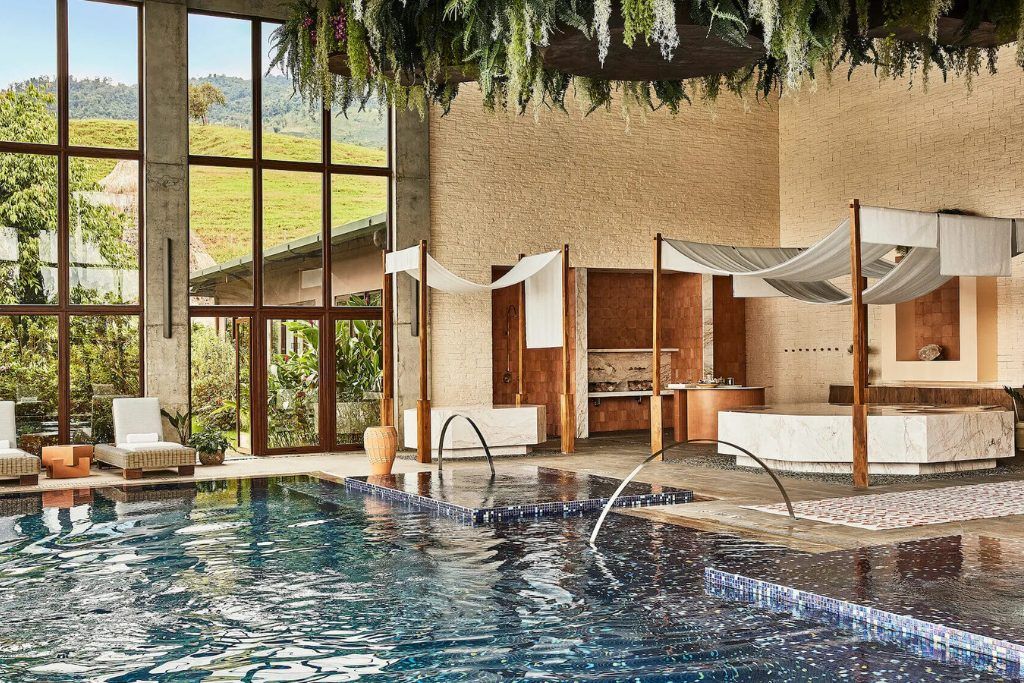 The indoor pool at the spa at Hacienda Alta Gracia.