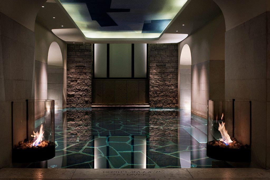 The indoor swimming pool at the Lydmar Hotel.