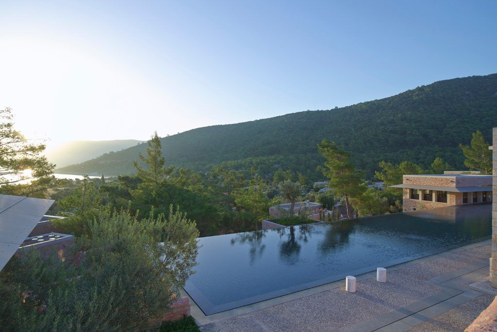 A view of the infinity pool at Amanruya.