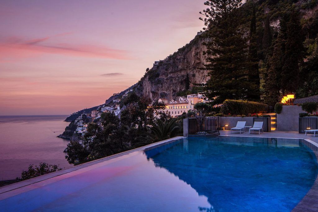The infinity pool overlooking the water at Anantara Convento di Amalfi Grand Hotel.