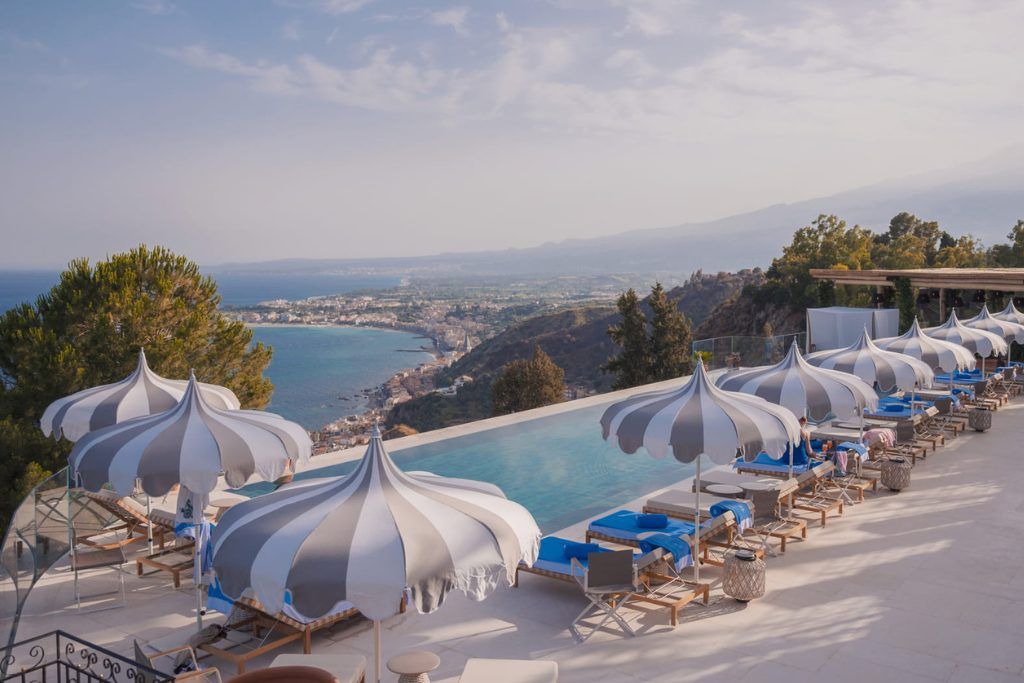 The outdoor pool at the San Domenico in Taormina.
