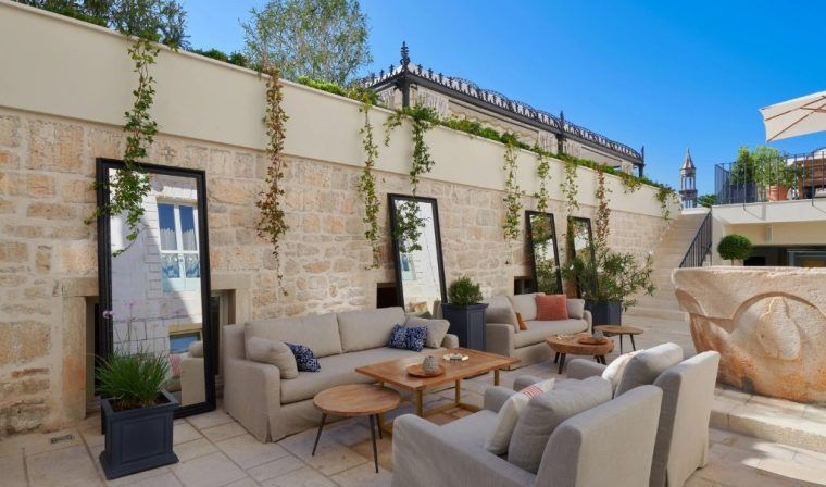 A patio outside the Palace Elisabeth on Hvar Island.