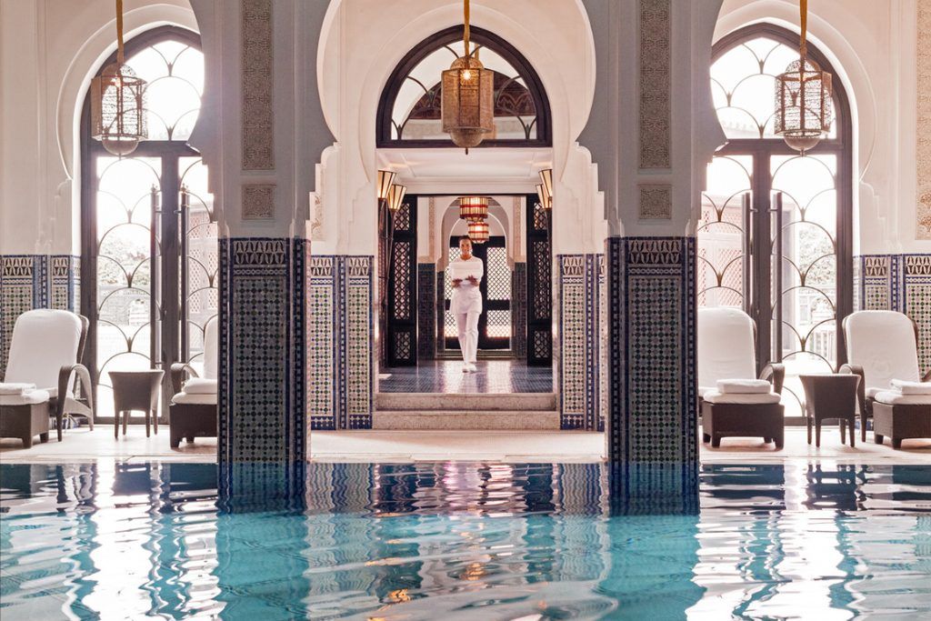 The swimming pool in La Mamounia in Marrakech.