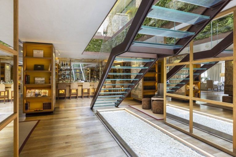The glass staircase in Hotel Urso in Madrid.