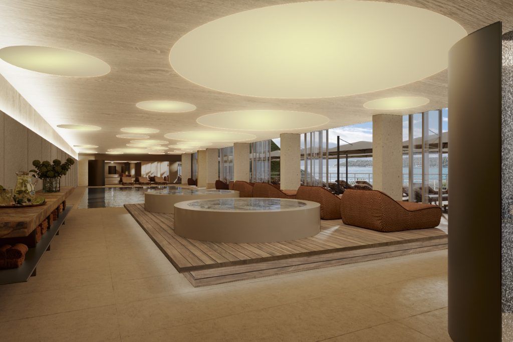 Indoor jacuzzis at the spa at Villa Dubrovnik.