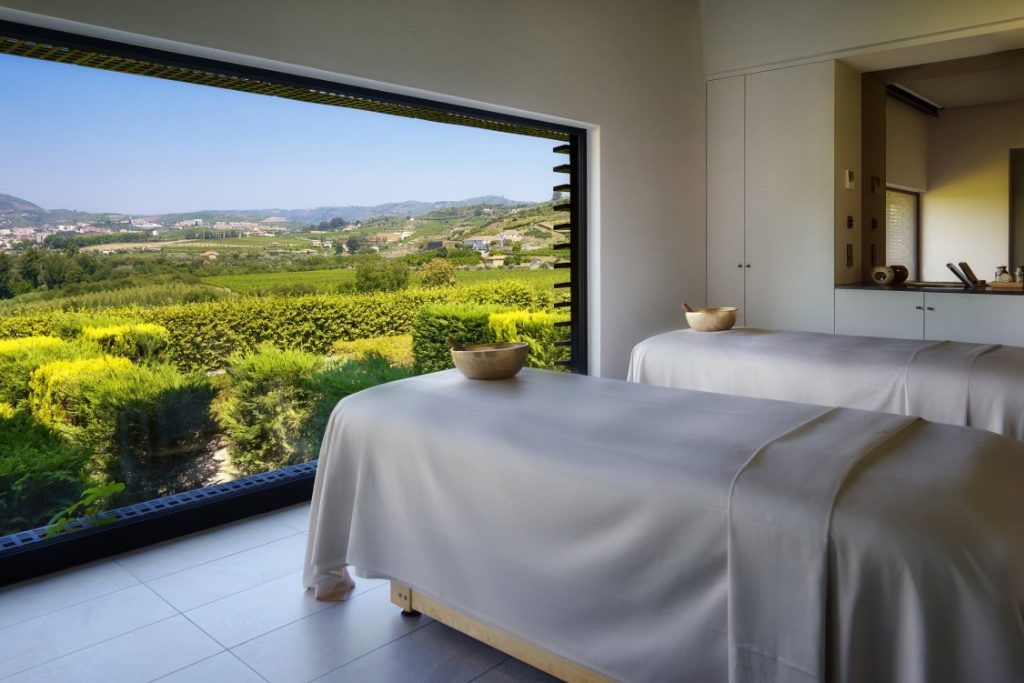 Two massage tables at the spa at Six Senses Duoro Valley.