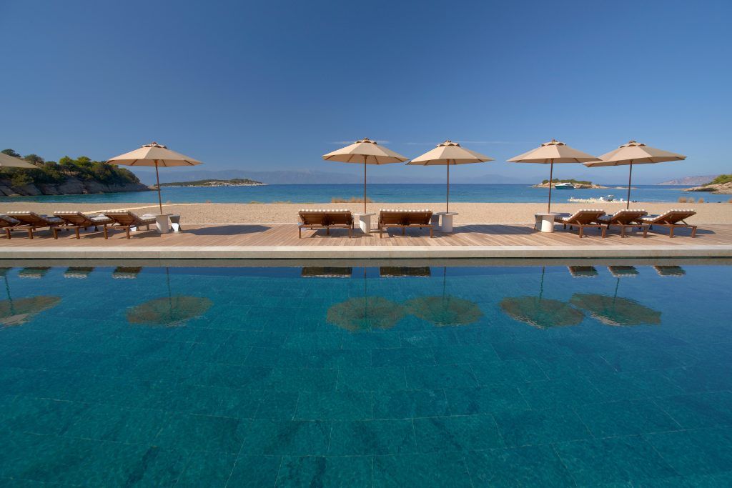 The main swimming pool at the Amanzoe.