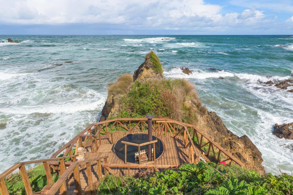 One of the lookout decks at Mari Mari on the Chilean Patagonian coast.