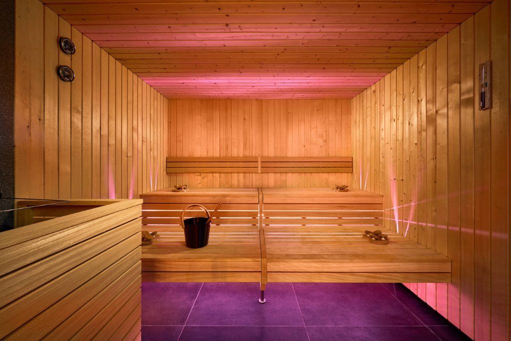The sauna at the Ambassador Hotel.