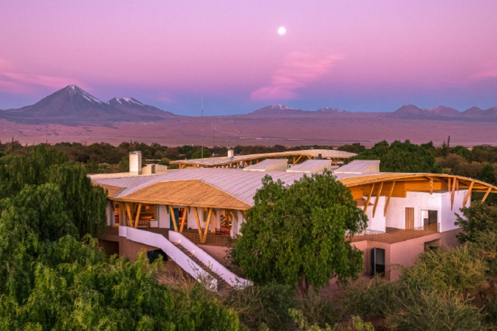 Pink skies above the exquisite Explora Atacama hotel in Chile