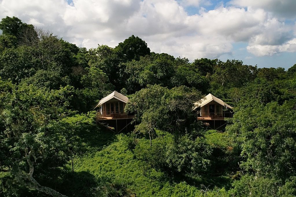 Aerial view of the Safari Camp on the Galapagos Islands in Ecuador