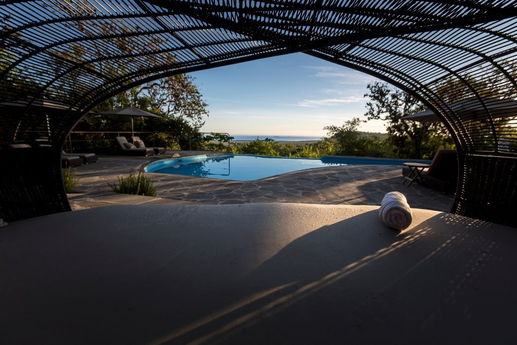 View of swimming pool at Galapagos Safari Camp
