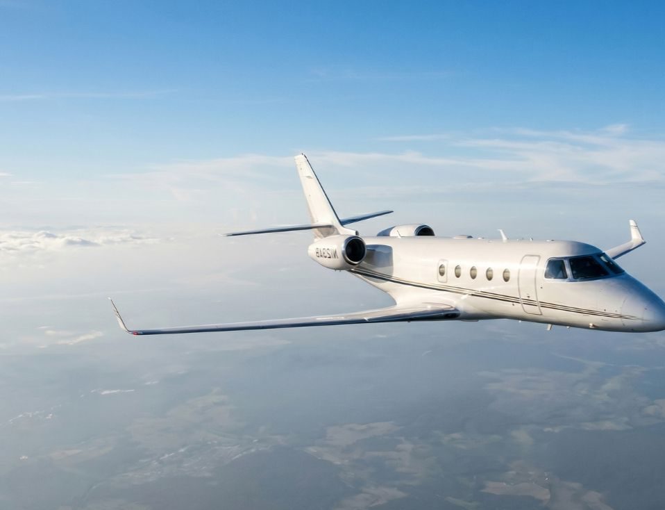 The Gulfstream G150 flying over Brazil during small private jet tour