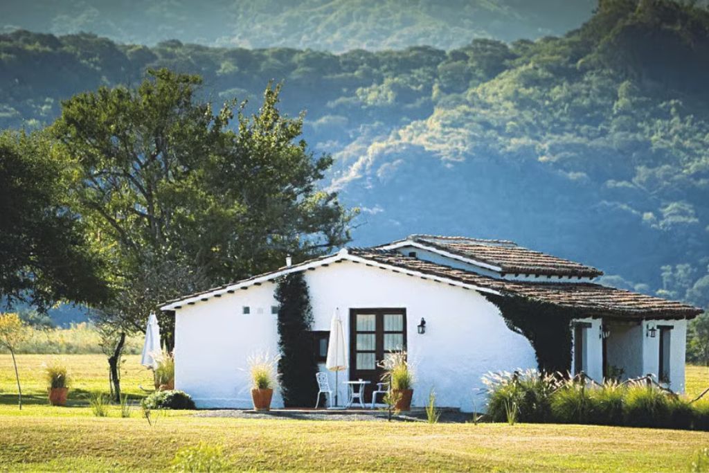 View of the House Of Jasmines hotel nestled in countryside of Salta in Argentina