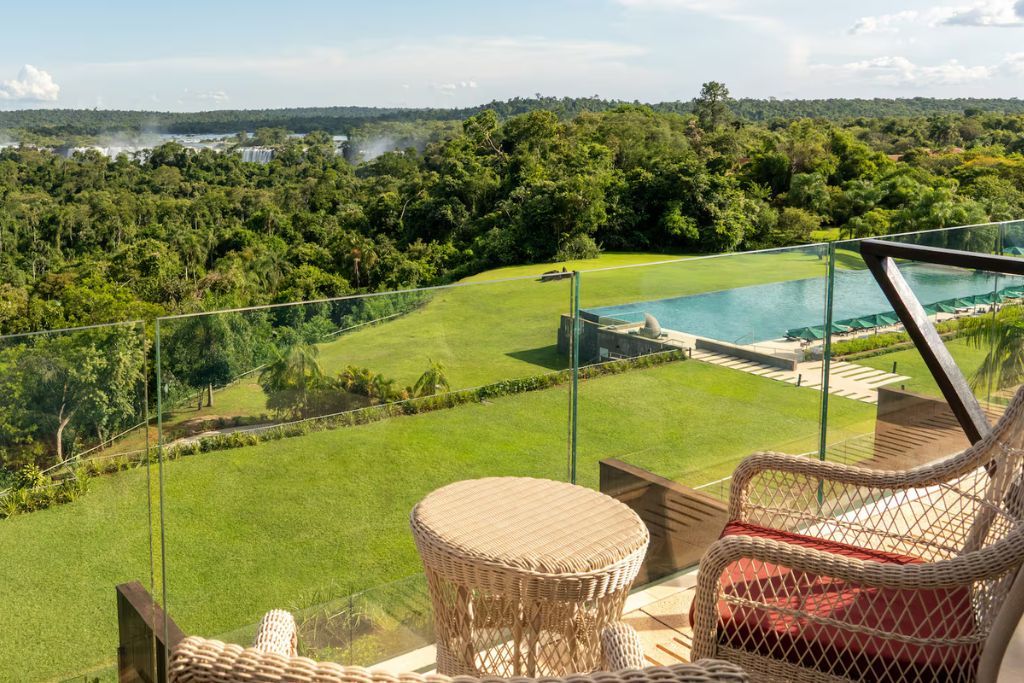 Luxury terrace overlooking Iguazu Falls at Gran Melia in Argentina