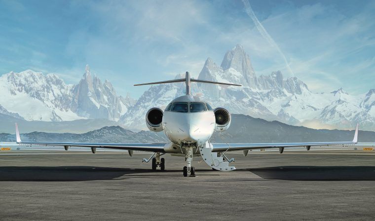 Luxury jet landing in Latin America during private charter tour