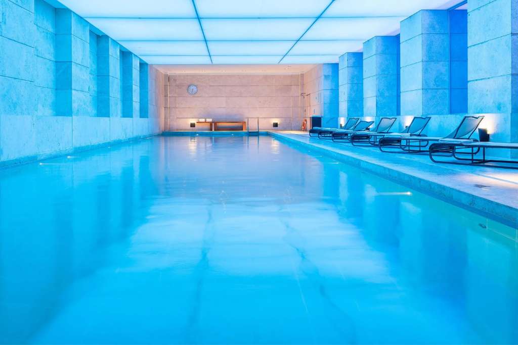 View of luxury indoor pool at the spa in Palacio Duhau Park Hyatt in Buenos Aires