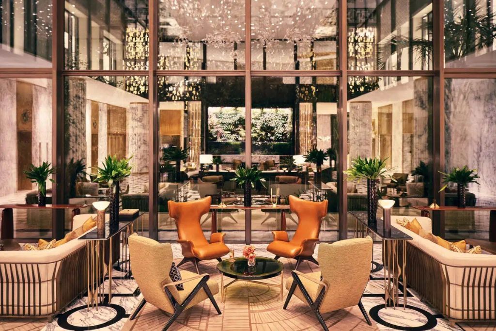 The lounge in the main common area of the Royal Mansour in Casablanca