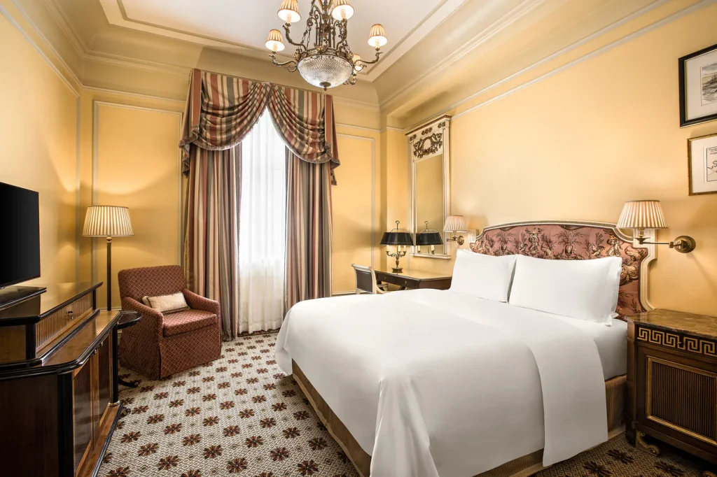 A king room at Hotel Grande Bretagne.