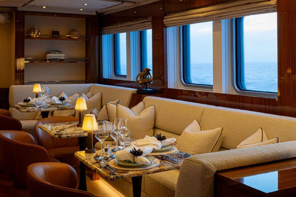 A luxury loung eon the Aqua Lares with views out over the ocean.