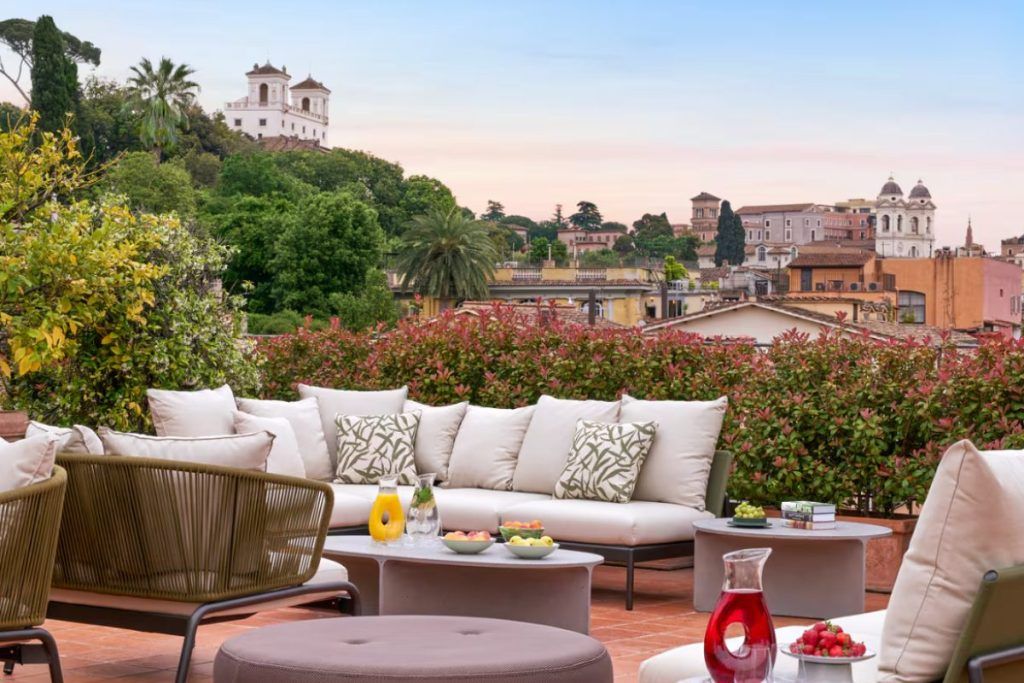 A view from one of the patios at Hotel de Russie overlooking Rome.