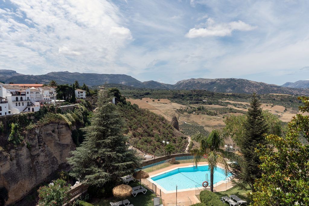 The swimming pool at the Parador Ronda Hotel.
