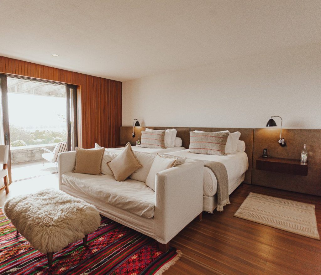 One of the bedrooms at at Hotel Fasano in Punta del Este.