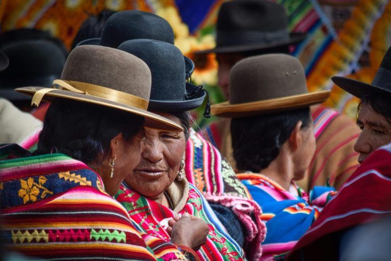 People in traditional Andean dress.