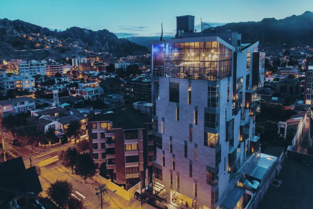 Exterior view of the luxurious Atix Hotel in La Paz