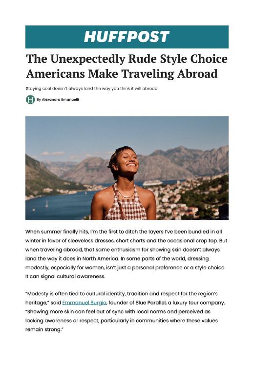 Emmanuel Burgio speaks to the HuffPost about clothing expectations while traveling