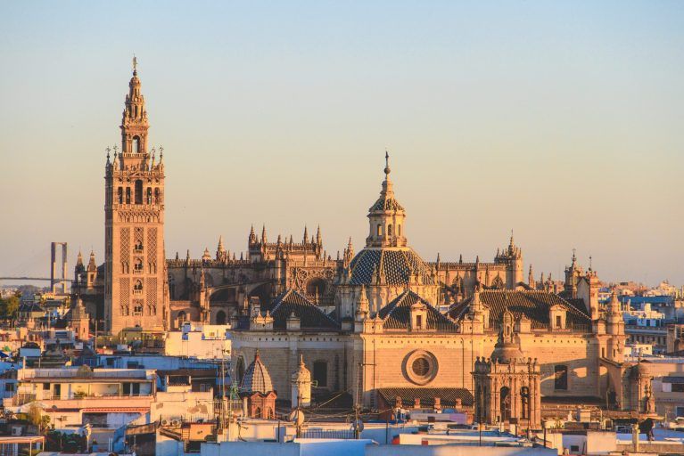 A view of Seville at sunset.