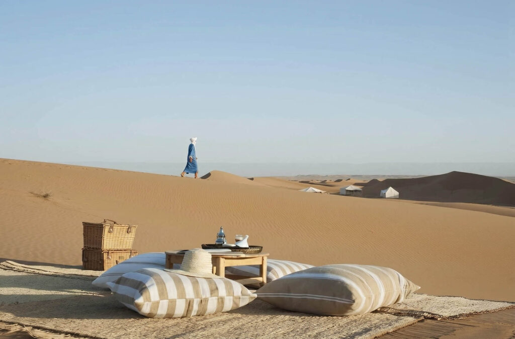 A meal set up in the Sahara desert