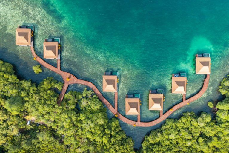 An aerial view of Nayara in Bocas del Toro